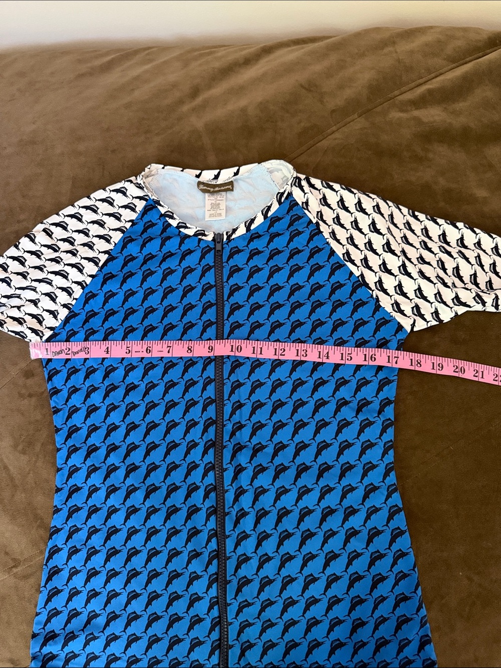 Tommy Bahama Blue Marlin Zip-Front Swim Rash Guard Top UPF 50+ - Picture 6 of 7